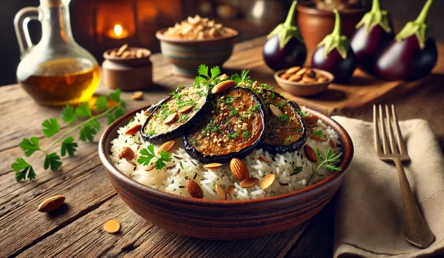 Köz Patlıcanlı Hindistancevizi Pilavı Tarifi