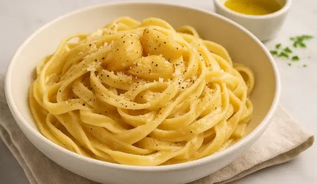 Sarımsak Konfitli Kremsi Makarna Tarifi